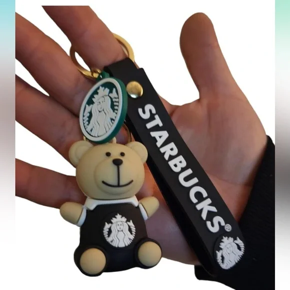 Starbucks Bear Cup Keyrings Chain Soft Silicone Keychain Wristband Strap Bag Key - Picture 2 of 5